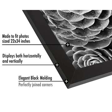 Americanflat 22x34 Poster Frame with Polished Plexiglass - Black Picture Frame - Wide Photo Frames Made of Engineered Wood for Vertical or Horizontal Wall Display - Epic Collection - Black