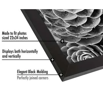 Americanflat 22x34 Poster Frame with Polished Plexiglass - Black Picture Frame - Wide Photo Frames Made of Engineered Wood for Vertical or Horizontal Wall Display - Epic Collection - Black