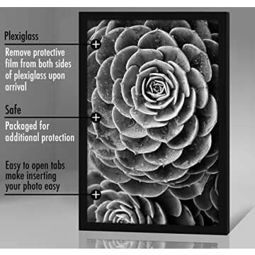 Americanflat 22x34 Poster Frame with Polished Plexiglass - Black Picture Frame - Wide Photo Frames Made of Engineered Wood for Vertical or Horizontal Wall Display - Epic Collection - Black