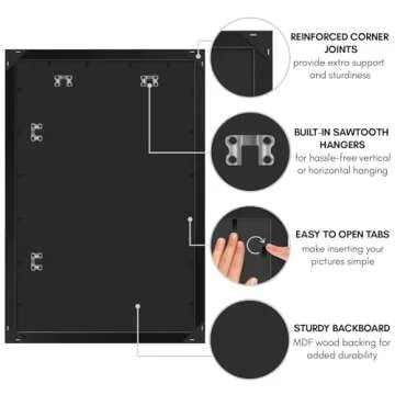 Americanflat 22x34 Poster Frame with Polished Plexiglass - Black Picture Frame - Wide Photo Frames Made of Engineered Wood for Vertical or Horizontal Wall Display - Epic Collection - Black