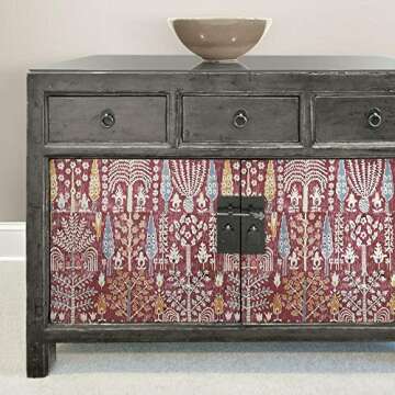 Vibrant Red and Yellow Ikat Peel and Stick Wallpaper