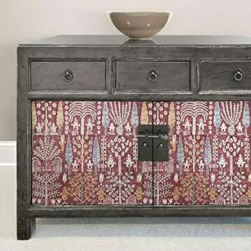 Vibrant Red and Yellow Ikat Peel and Stick Wallpaper