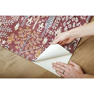 Vibrant Red and Yellow Ikat Peel and Stick Wallpaper