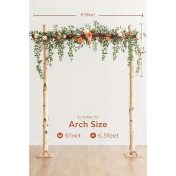 Ling's Moment 6.5FT Backdrop Flower Garland Decorations, Fall Artificial Wedding Arch Flowers, Orang...