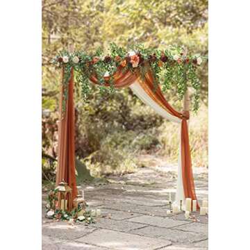 Ling's Moment 6.5FT Backdrop Flower Garland Decorations, Fall Artificial Wedding Arch Flowers, Orange Ceremony Reception Hanging Eucalyptus Rose Arbor Arrangement Outdoor Party Floral Swag