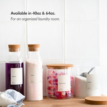 KIVY Stylish Glass Laundry Dispenser Jars with Labels