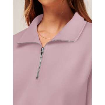 WIHOLL Womens Sweatshirts Half Zip Cropped Pullover Long Sleeve Tops Oversized Hoodies 2024 Fall Fas...