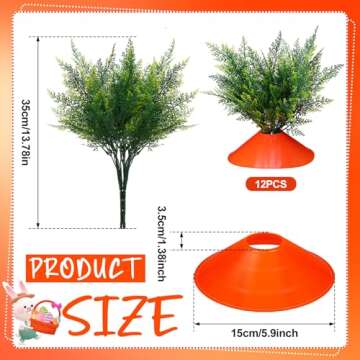 Solsew 12 Set Easter Yard Carrots Patch DIY Ferns Artificial Plants Fake Carrots Decorative Yard Sta...