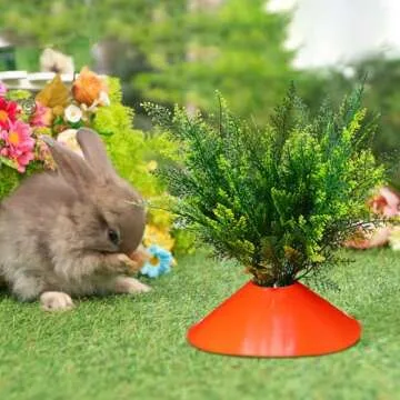 Solsew 12 Set Easter Yard Carrots Patch DIY Ferns Artificial Plants Fake Carrots Decorative Yard Stake Large Outdoor Plastic Rustic Yard Sign for Spring Lawn Garden Yard Decor