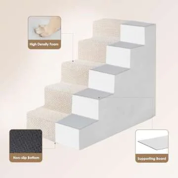 EHEYCIGA Dog Stairs for High Bed - 5-Step Pet Steps