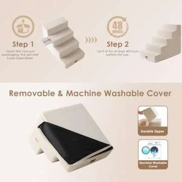 EHEYCIGA Dog Stairs for High Bed - 5-Step Pet Steps