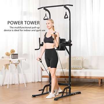 VIVOHOME Power Tower Dip Station – Height Adjustable Fitness Equipment 330LBS