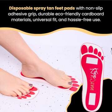 Kobbtan Spray Tan Feet Pads - Disposable Feet Pads Protectors for Spray Tanning - Non-Slip, Hygienic & Comfortable Feet for Spray Tanning - Spray Tan Foot Covers for Tanning Booth - 25 Pairs