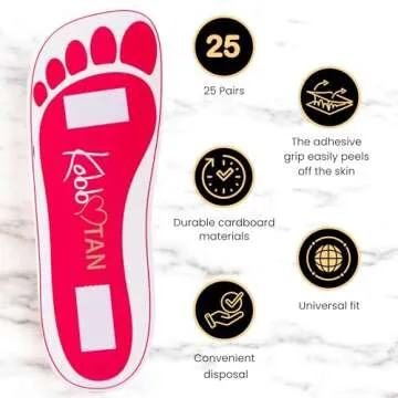 Kobbtan Spray Tan Feet Pads - Disposable Feet Pads Protectors for Spray Tanning - Non-Slip, Hygienic & Comfortable Feet for Spray Tanning - Spray Tan Foot Covers for Tanning Booth - 25 Pairs