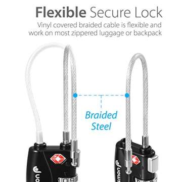 Fosmon TSA Approved Cable Locks - Secure & Durable