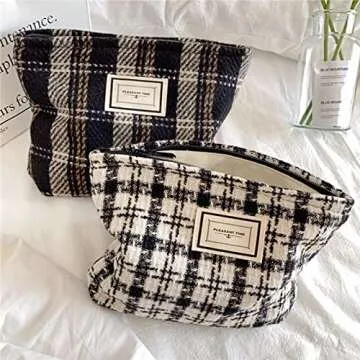 Cosmetic Bags for Women Makeup Bag Large Capacity Purse Travel Toiletry Zipper Storage Pouch Make up Brushes Organizer for Gifts (Black, Square)