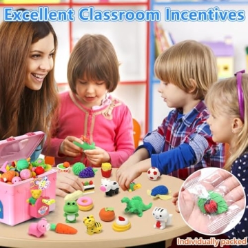 HINZER 100 Pack Cute Animal Erasers for Kids Bulk Pack