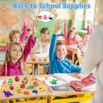 HINZER 100 Pack Cute Animal Erasers for Kids Bulk Pack