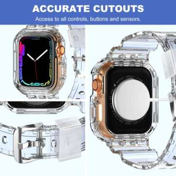 XYF Compatible for Crystal Clear Apple Watch Bands, 41mm 40mm 38mm Bumper Case for Men Women Jelly Sport Cover Strap for iWatch Ultra 2/1 Series 10 9 8 7 SE 6 5 4 3 2 1 (CrystalClear, 38/40/41)
