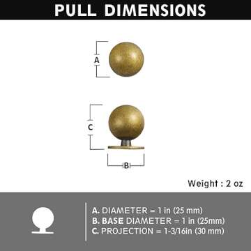 Yanxia Set of 12 -Sleek Round Antique Brass Cabinet Knobs - Retro and Minimalist Hardware for Stylish Home Enhancement - 1 Inch Diameter