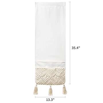 Mkono Macrame Sofa Armrest Organizer Remote Control Holder Couch Bedside Armchair Caddy Storage Basket Bag for TV Remote Control, Magazine, Books, Cell Phone, iPad, Boho Home Dorm Decor, Beige