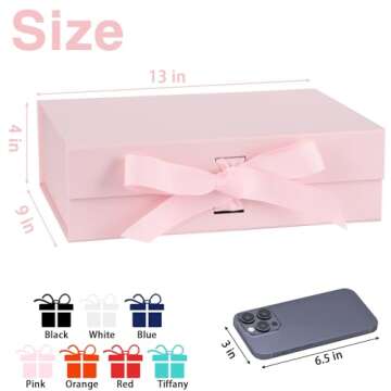 Gift Box with Lids 13"x9"x4" Magnetic Gift Box with Lid and Ribbon for Presents,for Christms,Mother'...