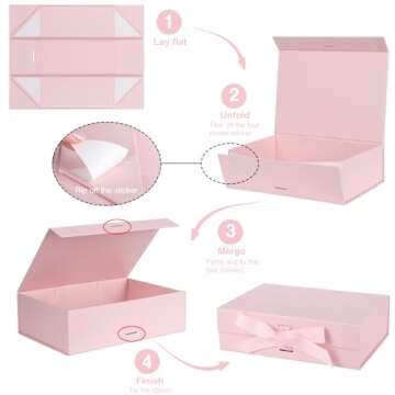Gift Box with Lids 13"x9"x4" Magnetic Gift Box with Lid and Ribbon for Presents,for Christms,Mother's Day, Birthdays, Bridal Gifts,Weddings wraps gifts