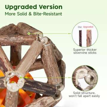 Potaroma Catnip Toys, 3Pcs Cat Toys Natural Silvervine Stick Cage Balls & Bell Ball for Indoor Cats, Kitten Cleaning Teeth Molar Matatabi Cat Chew Toy All Breeds