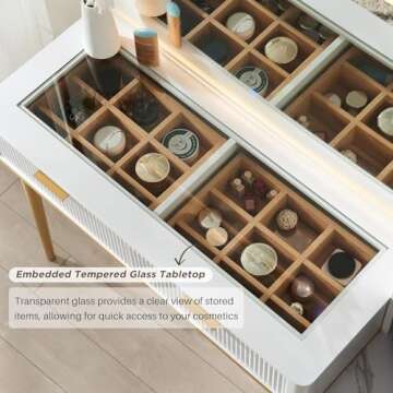 T4TREAM Fluted Makeup Vanity Desk with HD Mirror