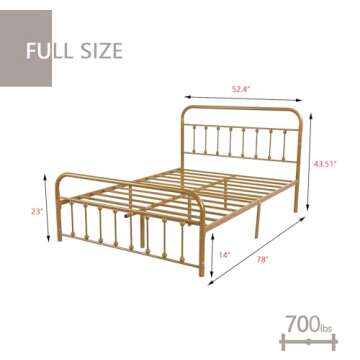 AUFANK Metal Bed Frame Full Size Victorian Vintage Style