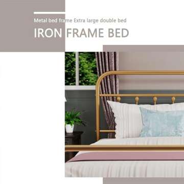 AUFANK Metal Bed Frame Full Size Victorian Vintage Style