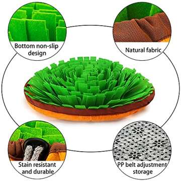 TOTARK Snuffle Mat for Dogs, Dog Puzzle Pet Snuffle Feeding Mat Interactive Game for Boredom, Durable Dog Sniffing Mat Soft Pet Nose Work Encourages Natural Foraging Skills for Dogs