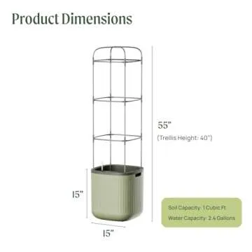 Vego garden Tomato Planter Box & Herb Planter Indoor Pots & Countertop Planter Cage with Trellis Self-Watering Planter Box - Sage Green