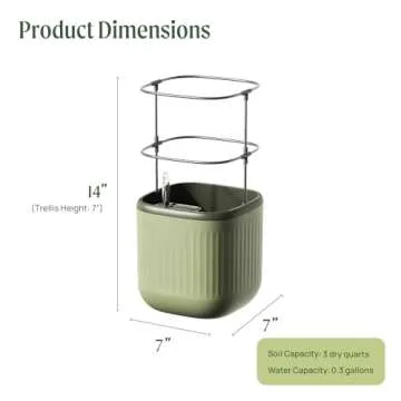 Vego garden Tomato Planter Box & Herb Planter Indoor Pots & Countertop Planter Cage with Trellis Self-Watering Planter Box - Sage Green