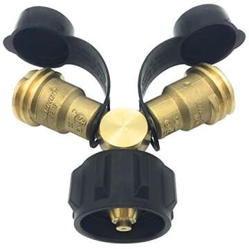 Gauge Master Premium Propane Splitter 2 Way Tee Y Adapter 3 Way 100% Solid Brass Connector - Suitabl...