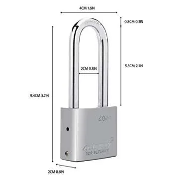 40mm Long Shackle Padlocks for Outdoor Use All Weather Resistant, Alloy Steel Heavy Duty Lock with 4...