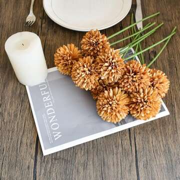 Mandy's 12pcs Light Brown Artificial Chrysanthemum Ball Flowers