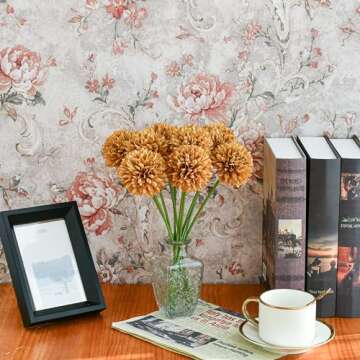 Mandy's 12pcs Light Brown Artificial Chrysanthemum Ball Flowers