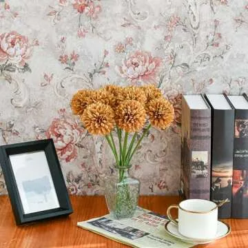 Mandy's 12pcs Light Brown Artificial Chrysanthemum Ball Flowers