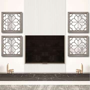 Wocred 2 PCS Square Wall Mirror,Gorgeous Rustic Farmhouse Accent Mirror,Barn Wood Color Entry Mirror for Bathroom Renovation,Bedrooms,Living Rooms and More(12”x12”)