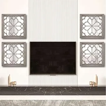 Wocred 2 PCS Square Wall Mirror,Gorgeous Rustic Farmhouse Accent Mirror,Barn Wood Color Entry Mirror for Bathroom Renovation,Bedrooms,Living Rooms and More(12”x12”)