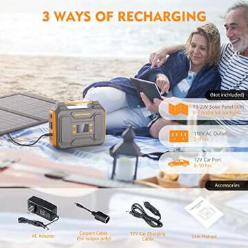 DenGaWa Portable Power Station 250Wh, Laptop Charger Lithium Battery Power Supply with 110V/250W Pure Sine Wave AC Output, DC USB Ports for Outdoors Camping Home Emergency