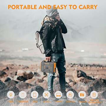 DenGaWa Portable Power Station 250Wh, Laptop Charger Lithium Battery Power Supply with 110V/250W Pure Sine Wave AC Output, DC USB Ports for Outdoors Camping Home Emergency