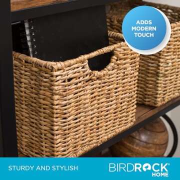 BIRDROCK HOME Storage Shelf Organizer Baskets with Handles - Handwoven Abaca Seagrass Wicker Basket ...