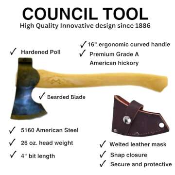 Council Tool 1.7 lb. Wood-Craft Camp Carver Axe, 16" Curved Handle Axe