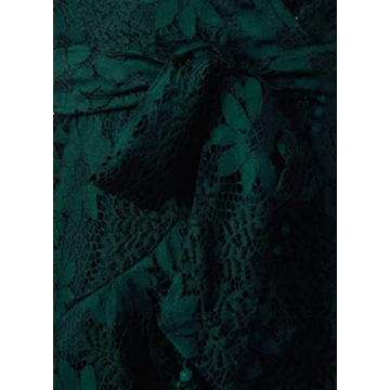 Women Longsleeve Ruffle Wrap Lace Mini Dress Deep V-Neck Lantern Sleeve Tie Waist Casual Dress for Wedding Guest