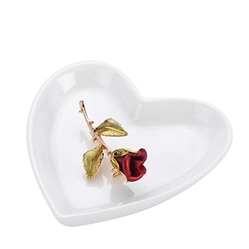 JAMEND CLXP Blank Engagement Wedding Ring Dish for Newlyweds, Heart Shaped Home Decor, Ceramic Jewel...