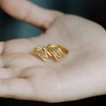 SANNYRA 14K Initial S Hoop Earrings for Women