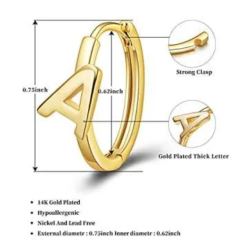 SANNYRA 14K Initial S Hoop Earrings for Women