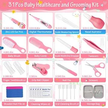 31Pcs Baby Healthcare and Grooming Kit modacraft Baby Safety Set with Hair Brush Scale Measuring Spo...